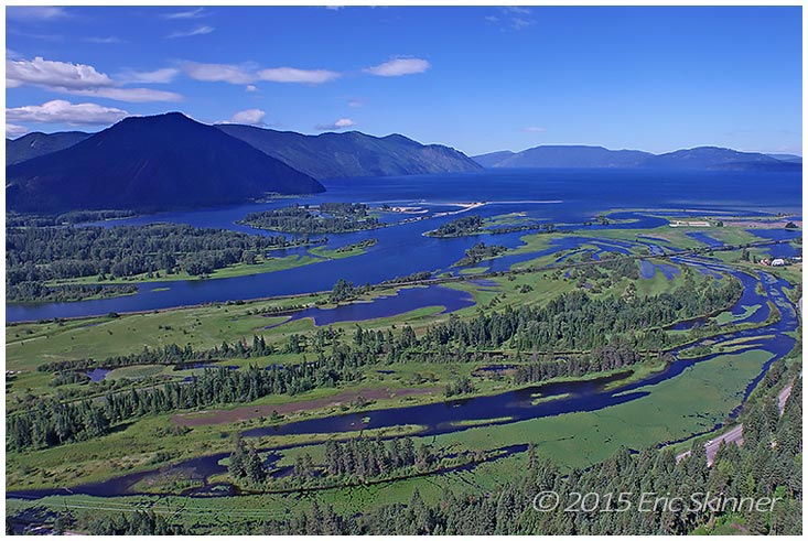 The tranquil waters of the Clark Fork River Delta, a haven for boating and fishing enthusiasts.