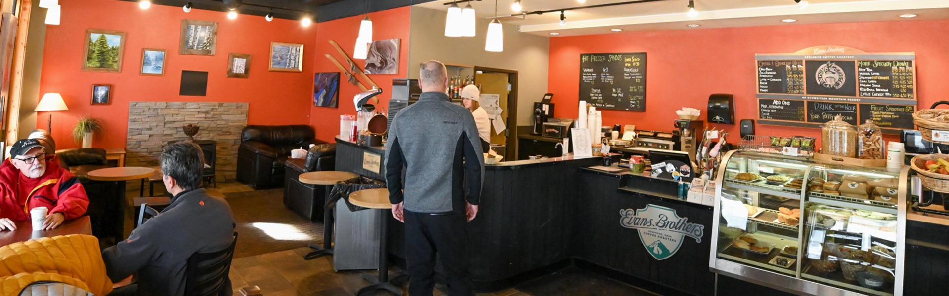 Inside Mojo Coyote Cafe at Schweitzer Mountain: Where coffee meets culture.